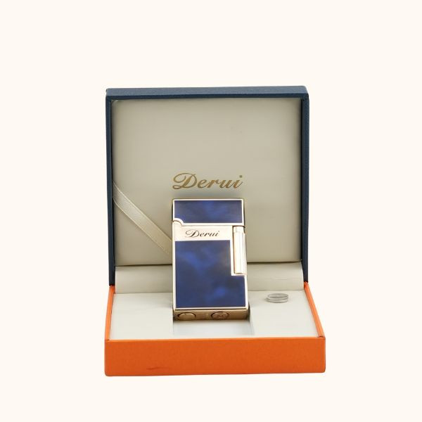 Luxury Flip Blue Lighter, Classic Stylish Crisp Sound, Flint Side Slip Ignition Soft Flame Metal Bright Sound Lighter, Butane Gas Rechargeable Wheeled Lighter